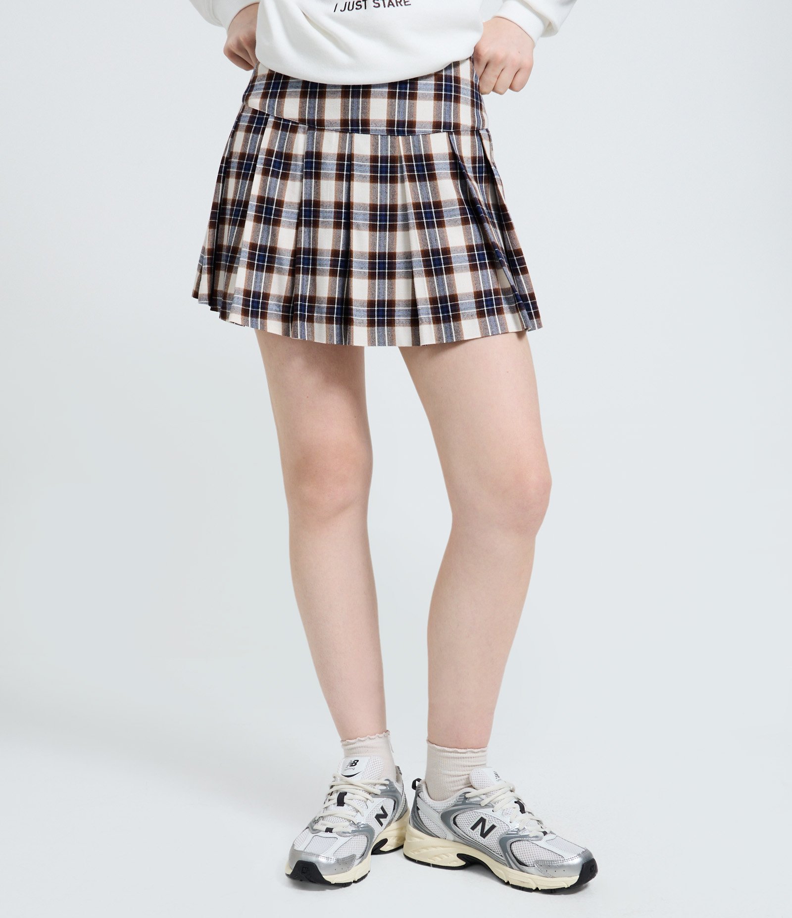 Saia Plissada em Flanela Xadrez Azul 3