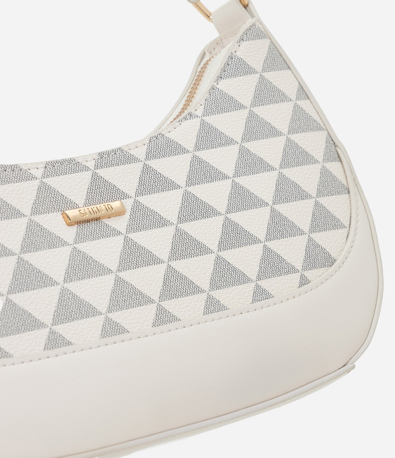 Bolsa Baguete Pequena com Estampa Triângulos Off White 5