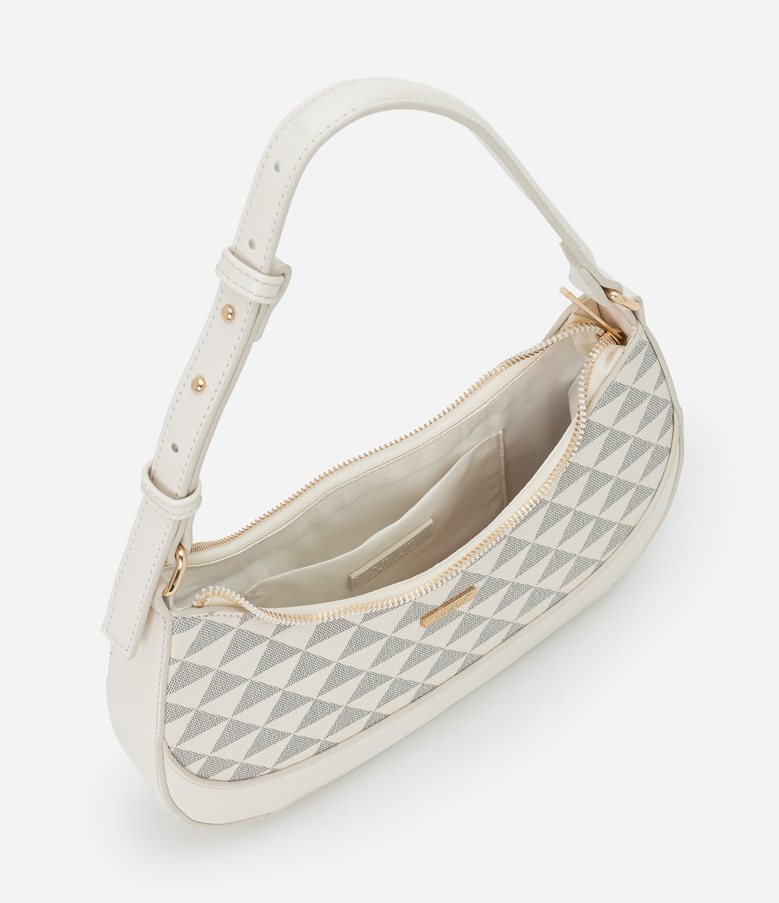 Bolsa Baguete Pequena com Estampa Triângulos Off White 6