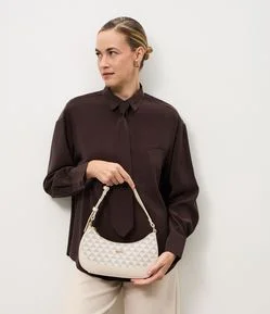 Bolsa Baguete Pequena com Estampa Triângulos
