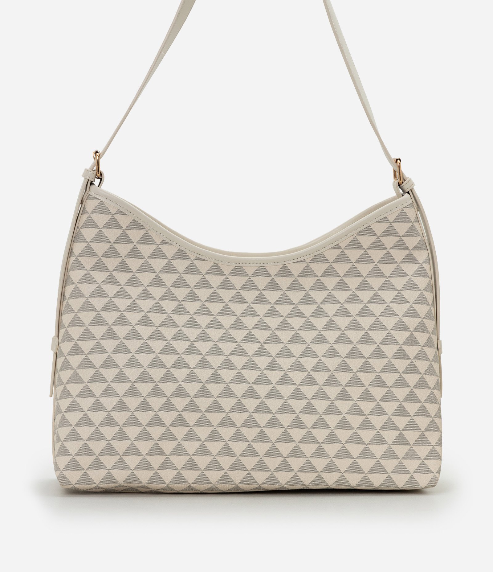 Bolsa Hobo em PU com Estampa Triângulos Off White 3