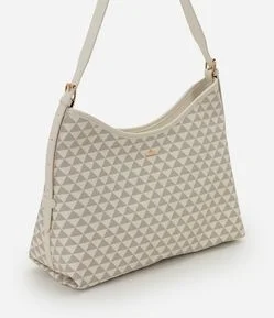 Bolsa Hobo em PU com Estampa Triângulos