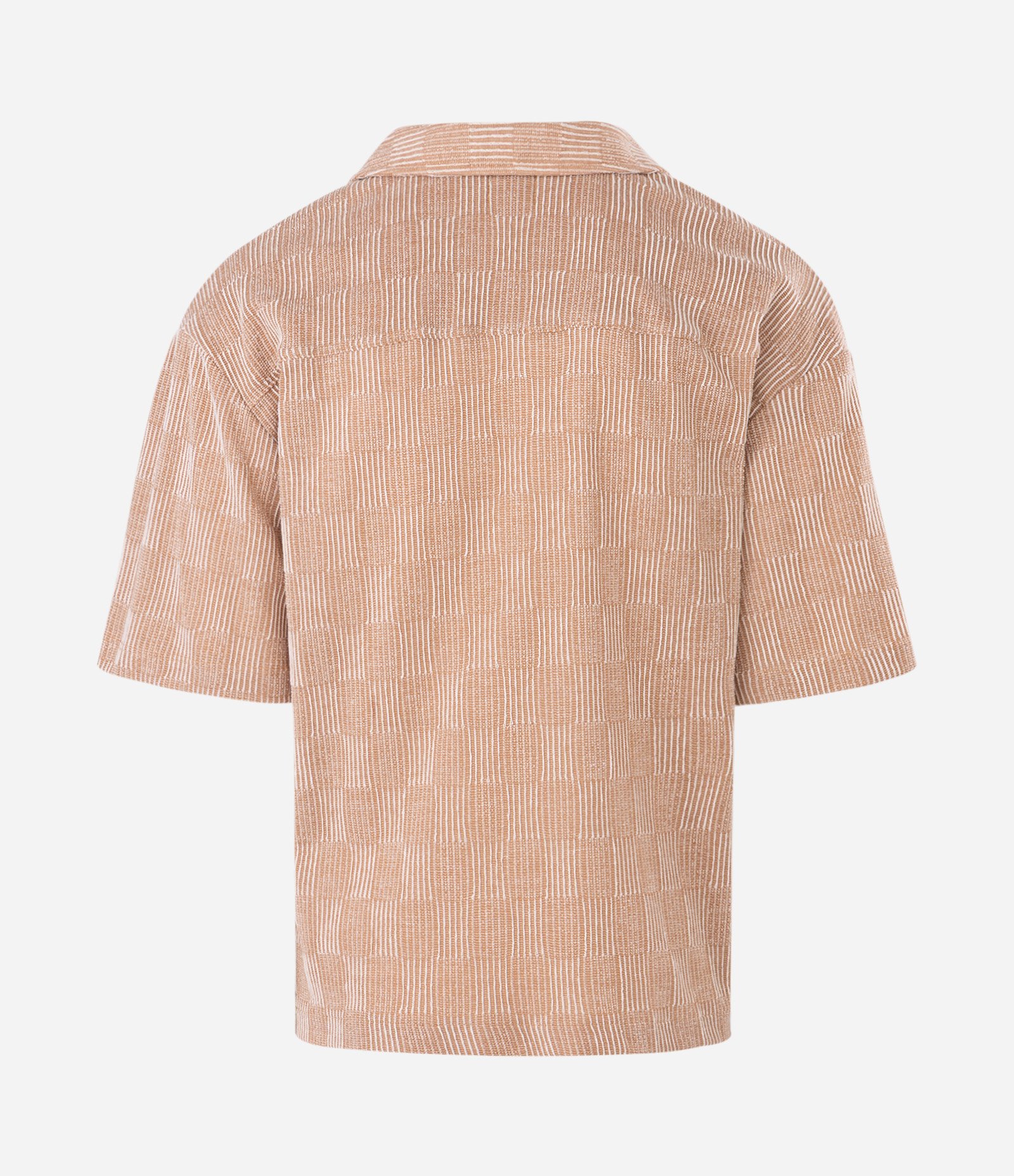 Camisa Boxy em Tecido Texturizado com Gola Bowling Bege 5