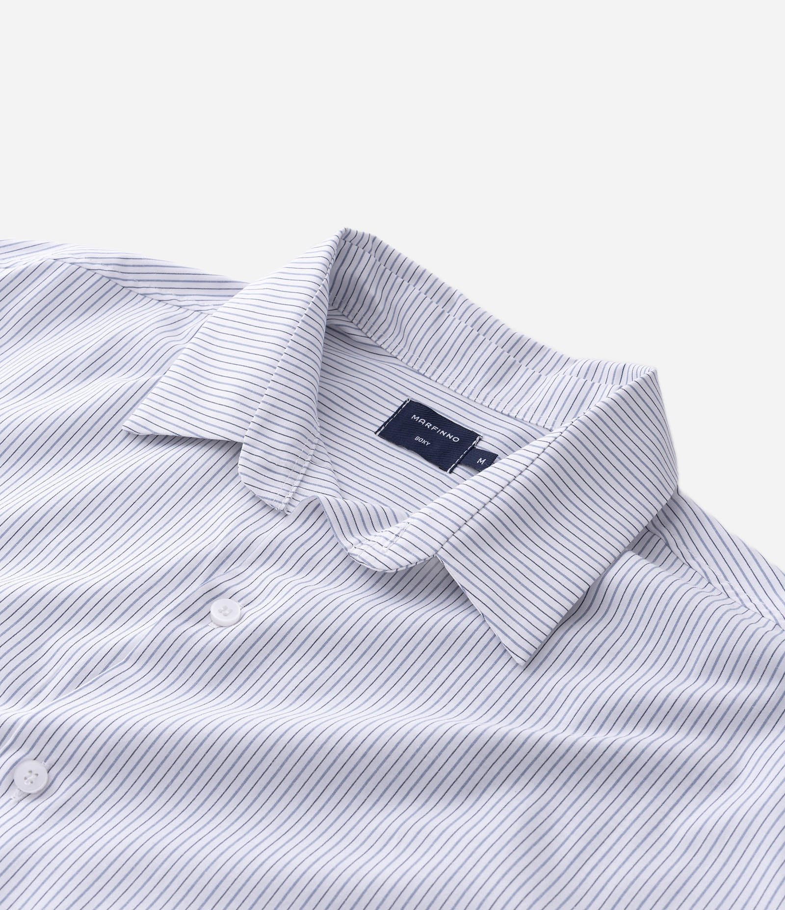 Camisa Boxy Manga Curta com Listras Finas Branco 4