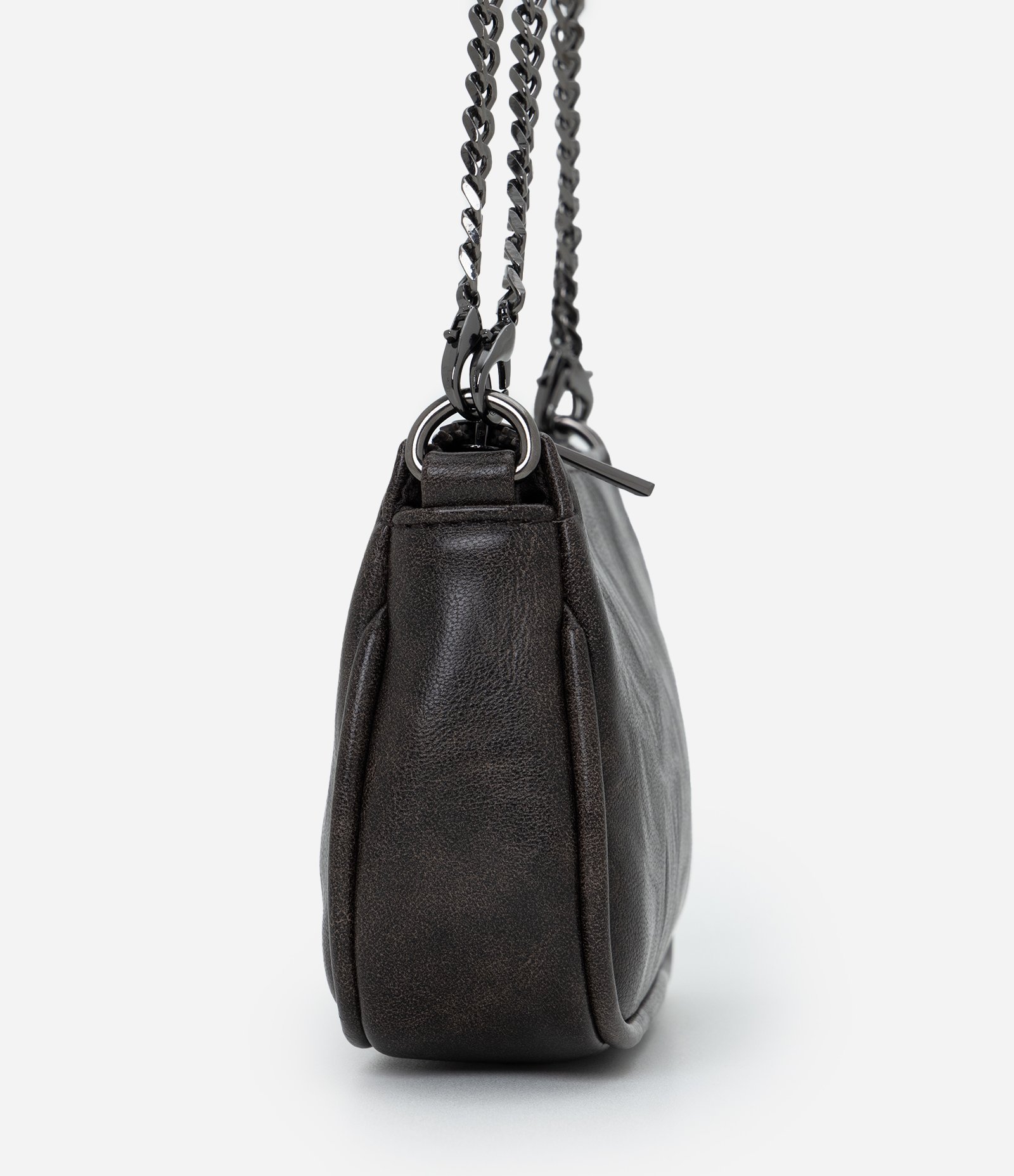 Bolsa Transversal Pequena em PU com Alça em Corrente Preto 2