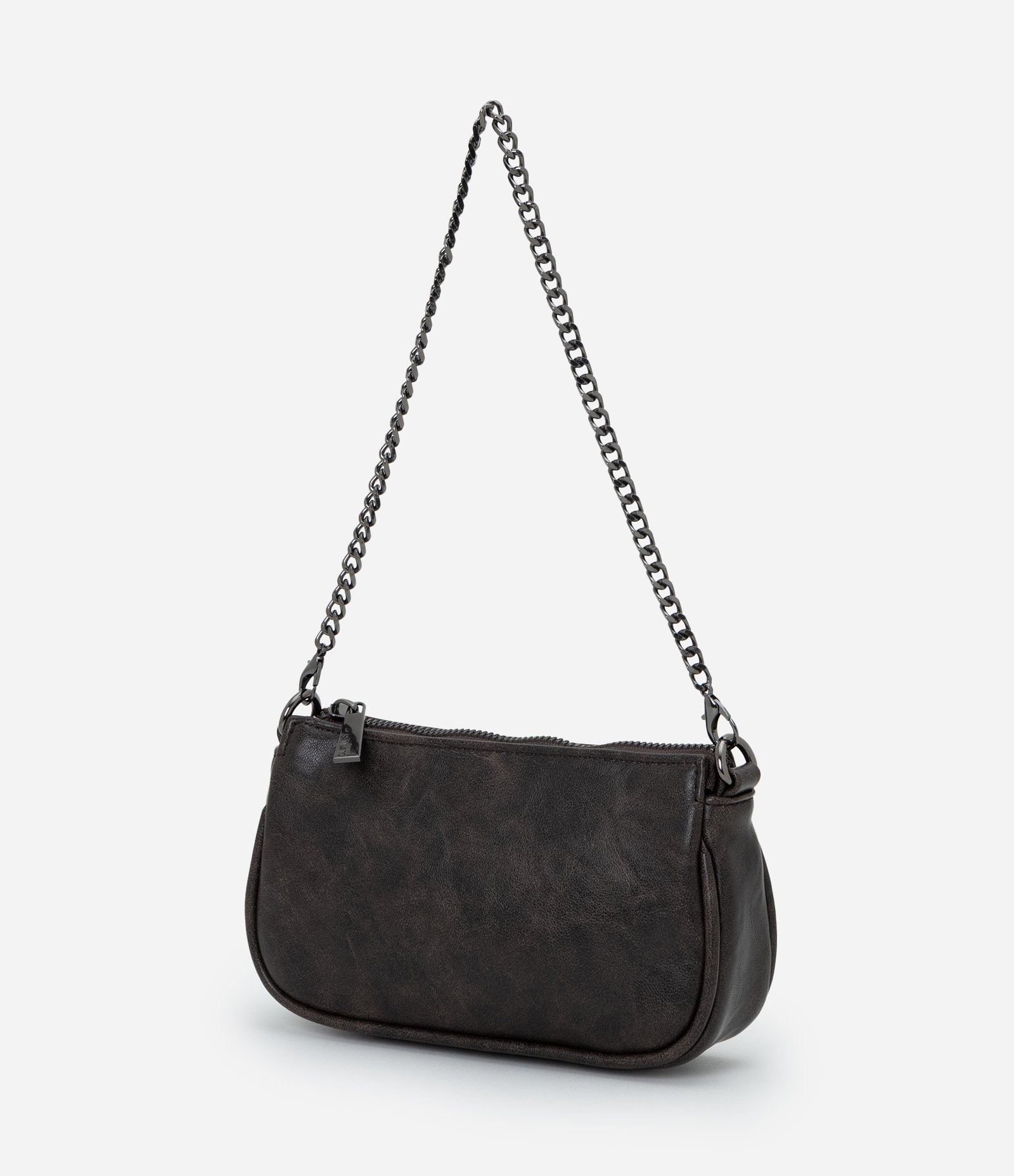 Bolsa Transversal Pequena em PU com Alça em Corrente Preto 3