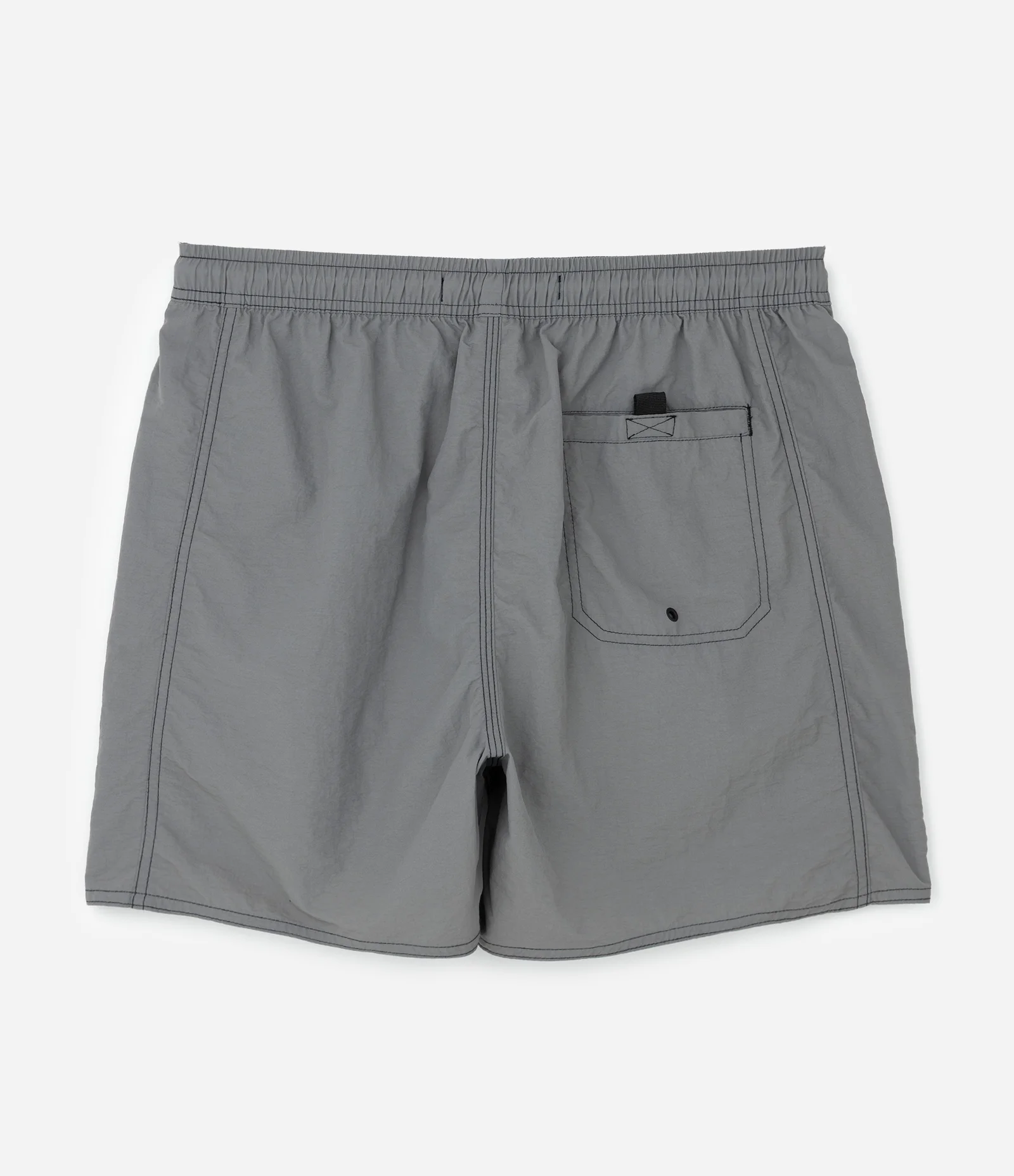 Bermuda em Poliamida de Banho com Bolsos e Bordado Discreto Cinza 2