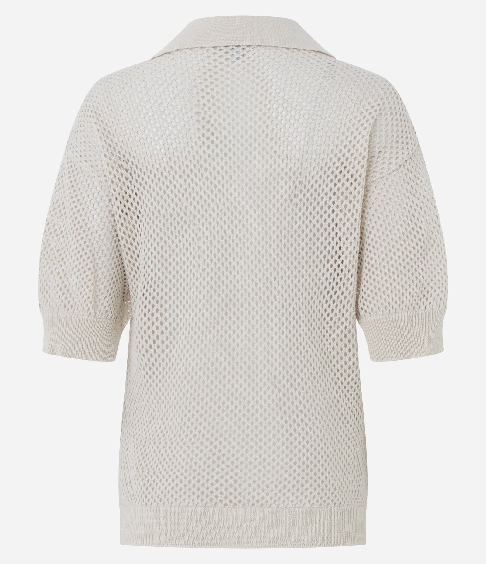 Blusa Polo em Tricô Vazado com Relevo de Coqueiro Branco 3