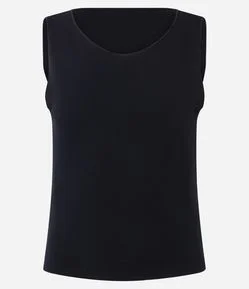 Blusa Ponto Roma sem Manga com Recortes Frontais
