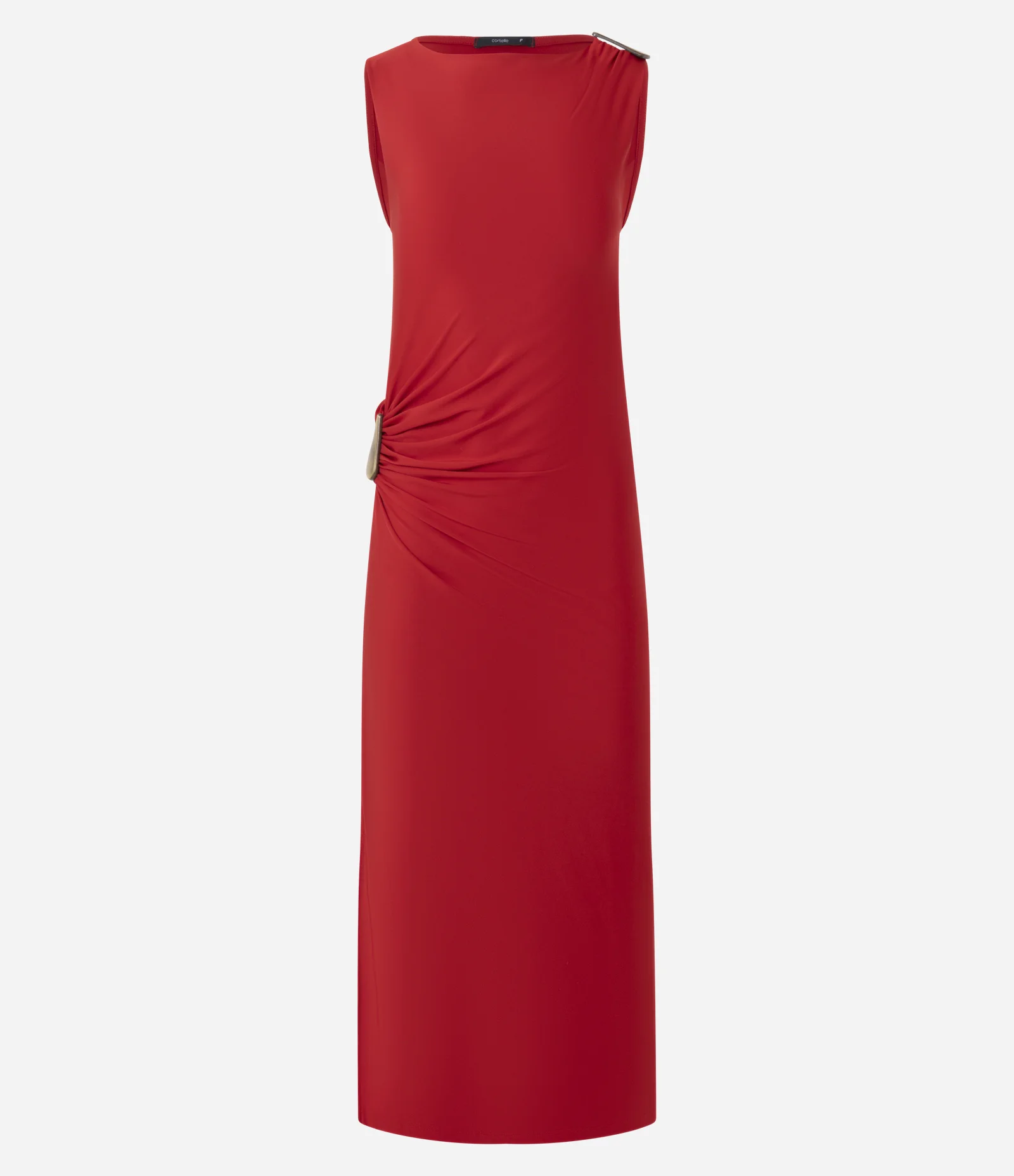 Vestido Midi com Aviamento em Gota e Fenda Lateral Vermelho 6