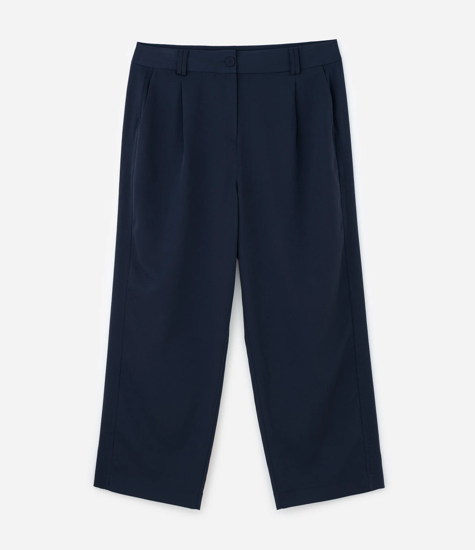 Calça Reta Alfaiatada com Recorte Lateral Curve & Plus Size Azul 1