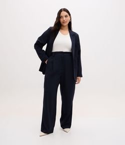 Calça Reta Alfaiatada com Recorte Lateral Curve & Plus Size