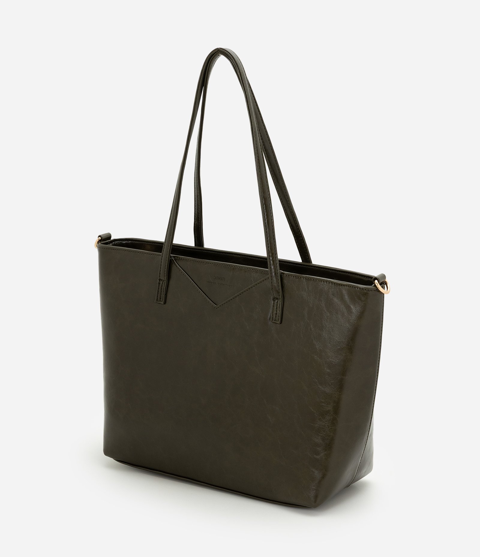 Bolsa Shopper Grande em PU com Alça Longa Removível Verde Escuro 2