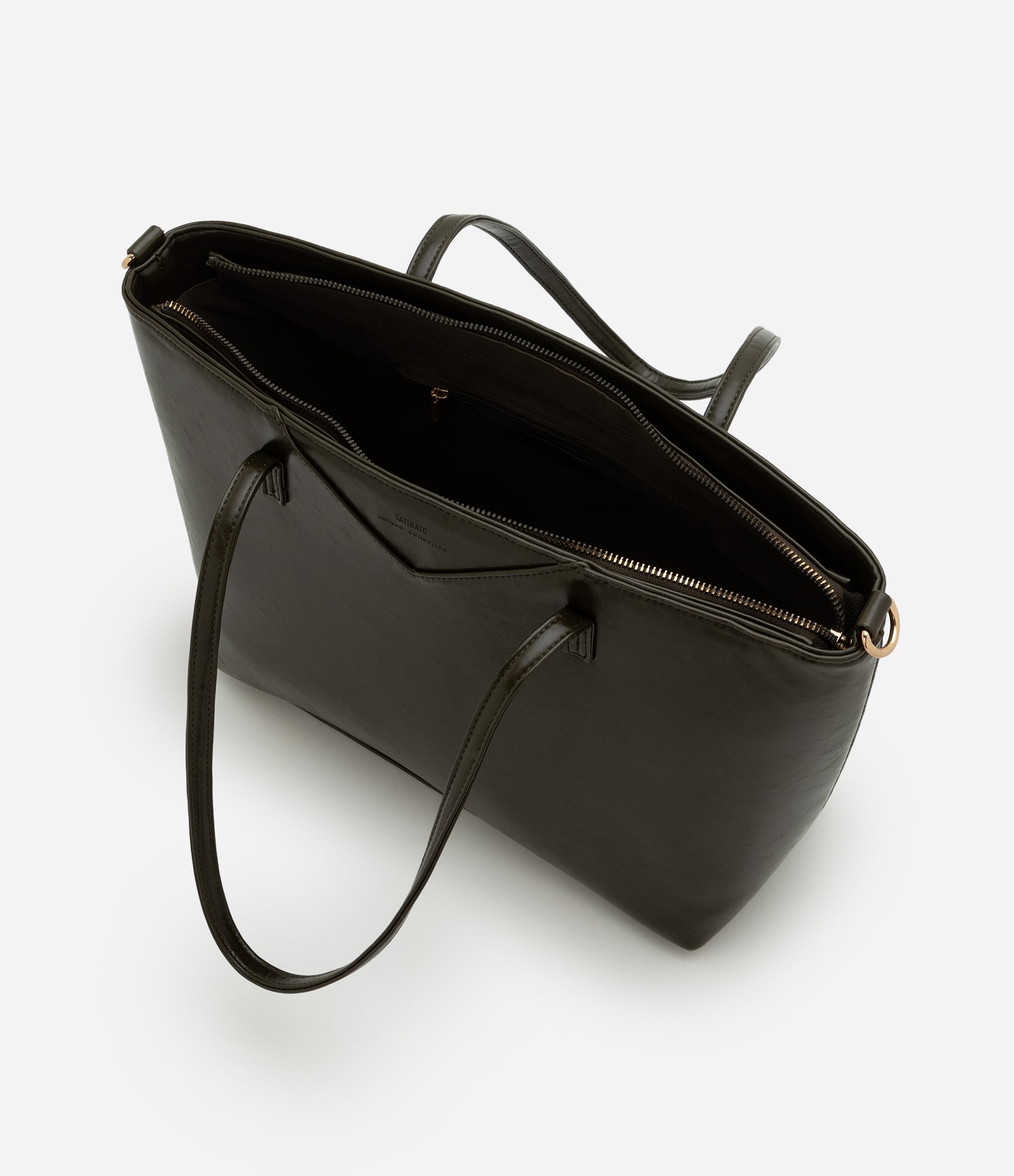 Bolsa Shopper Grande em PU com Alça Longa Removível Verde Escuro 6