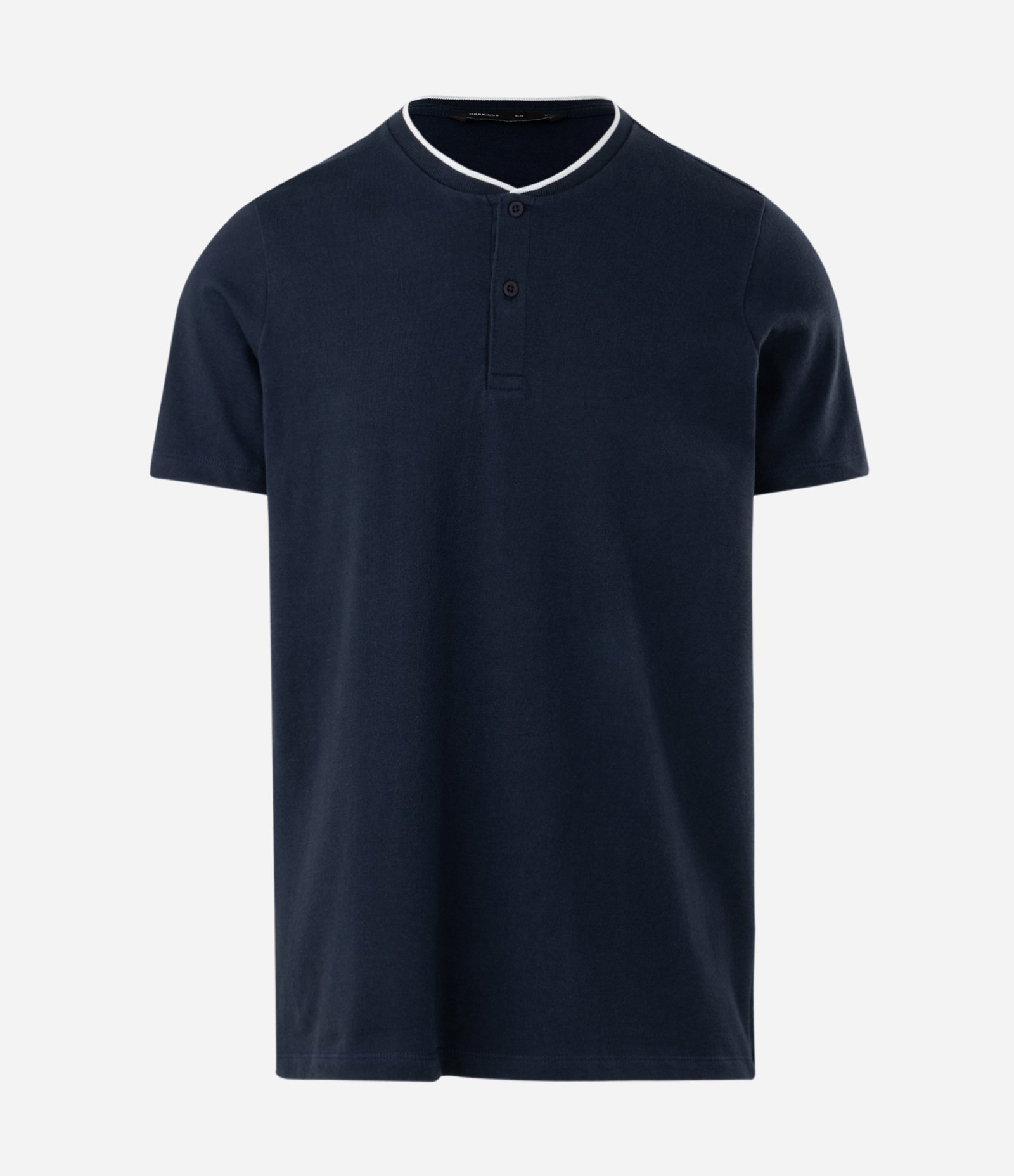 Camiseta Manga Curta com Gola Padre e Detalhe Contrastante Azul 1