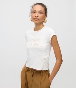 Blusa Baby Look com Lettering Dirty Glam