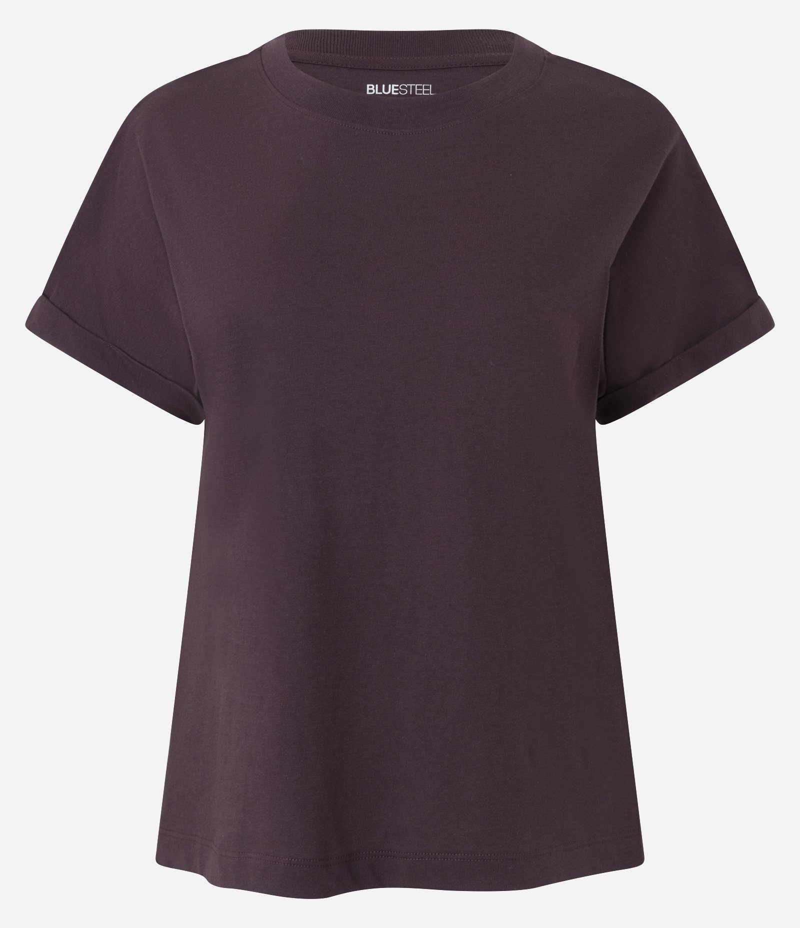 Blusa Básica com Manga Dobrada Curta em Algodão Bordô 4