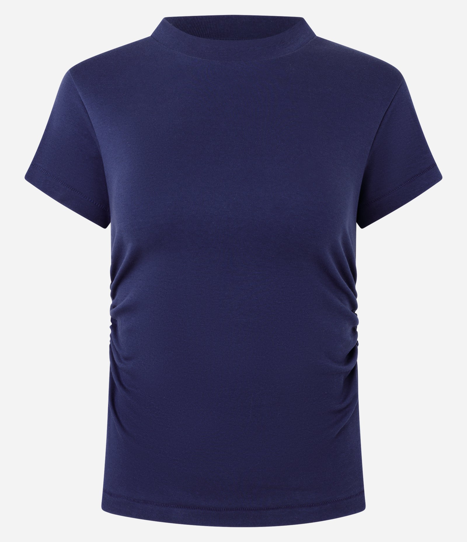 Blusa Manga Curta em Algodão Peruano com Franzido na Lateral Azul 5