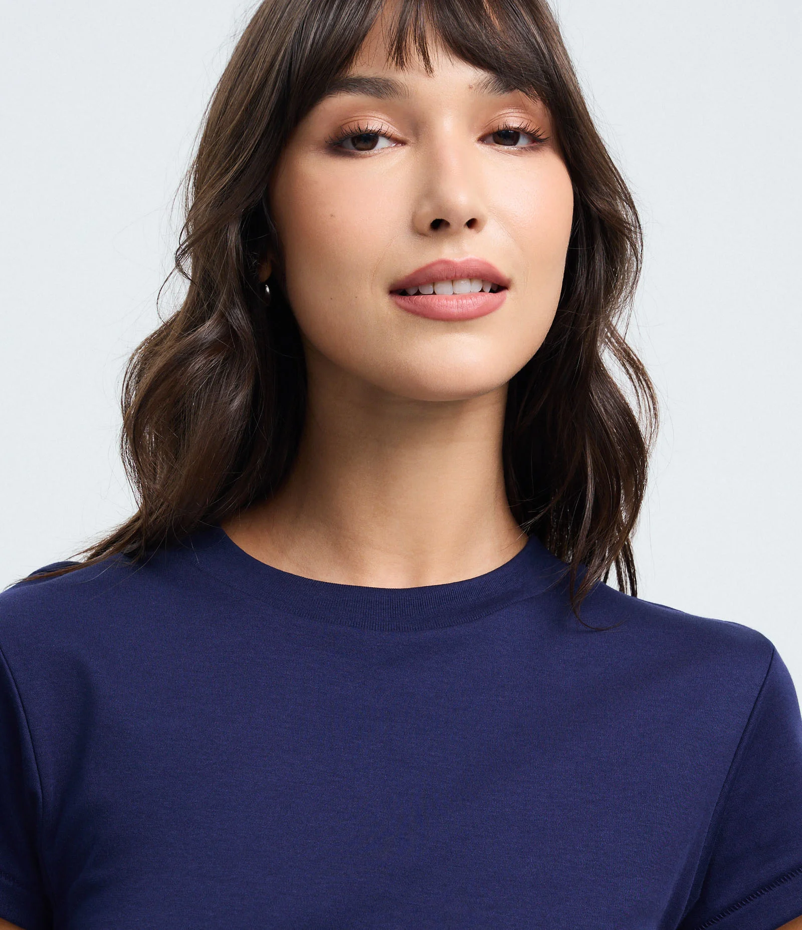 Blusa Manga Curta em Algodão Peruano com Franzido na Lateral Azul 4