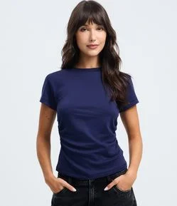 Blusa Manga Curta em Algodão Peruano com Franzido na Lateral