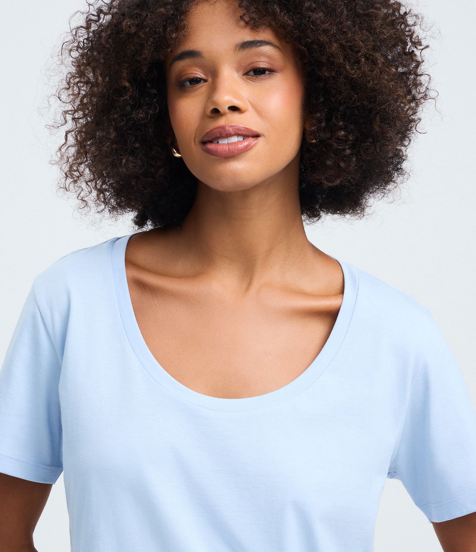 Blusa Básica Manga Curta em Algodão Azul 3