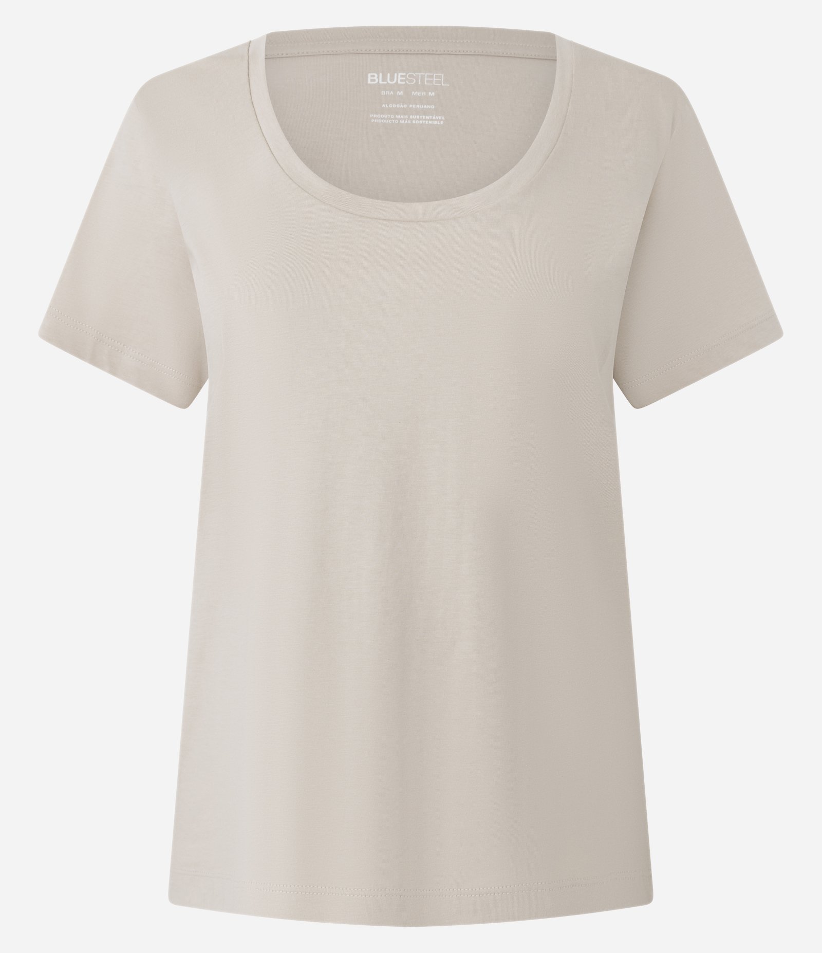 Blusa Básica Manga Curta em Algodão Off White 4