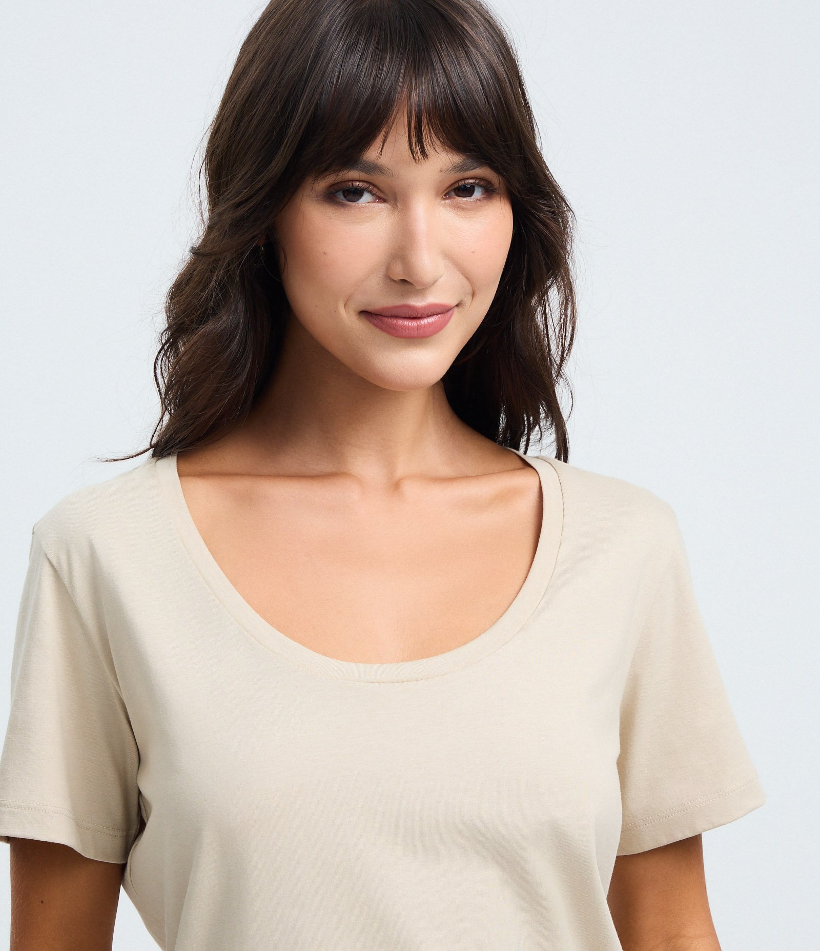 Blusa Básica Manga Curta em Algodão Off White 3