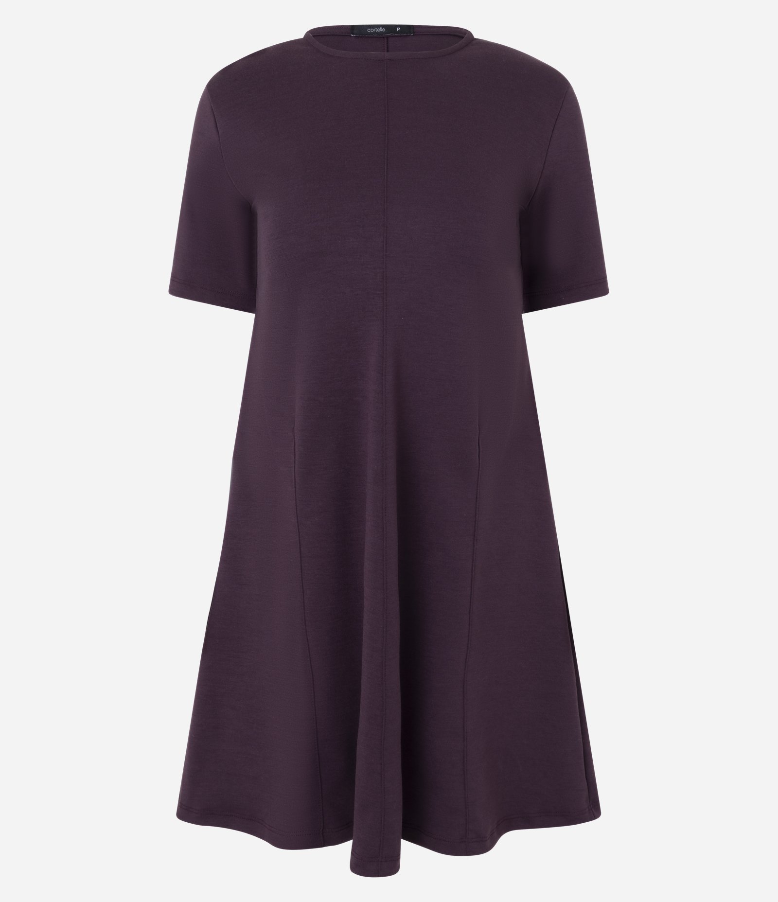 Vestido Evasê Curto Com Recortes e Ombreiras Roxo 1