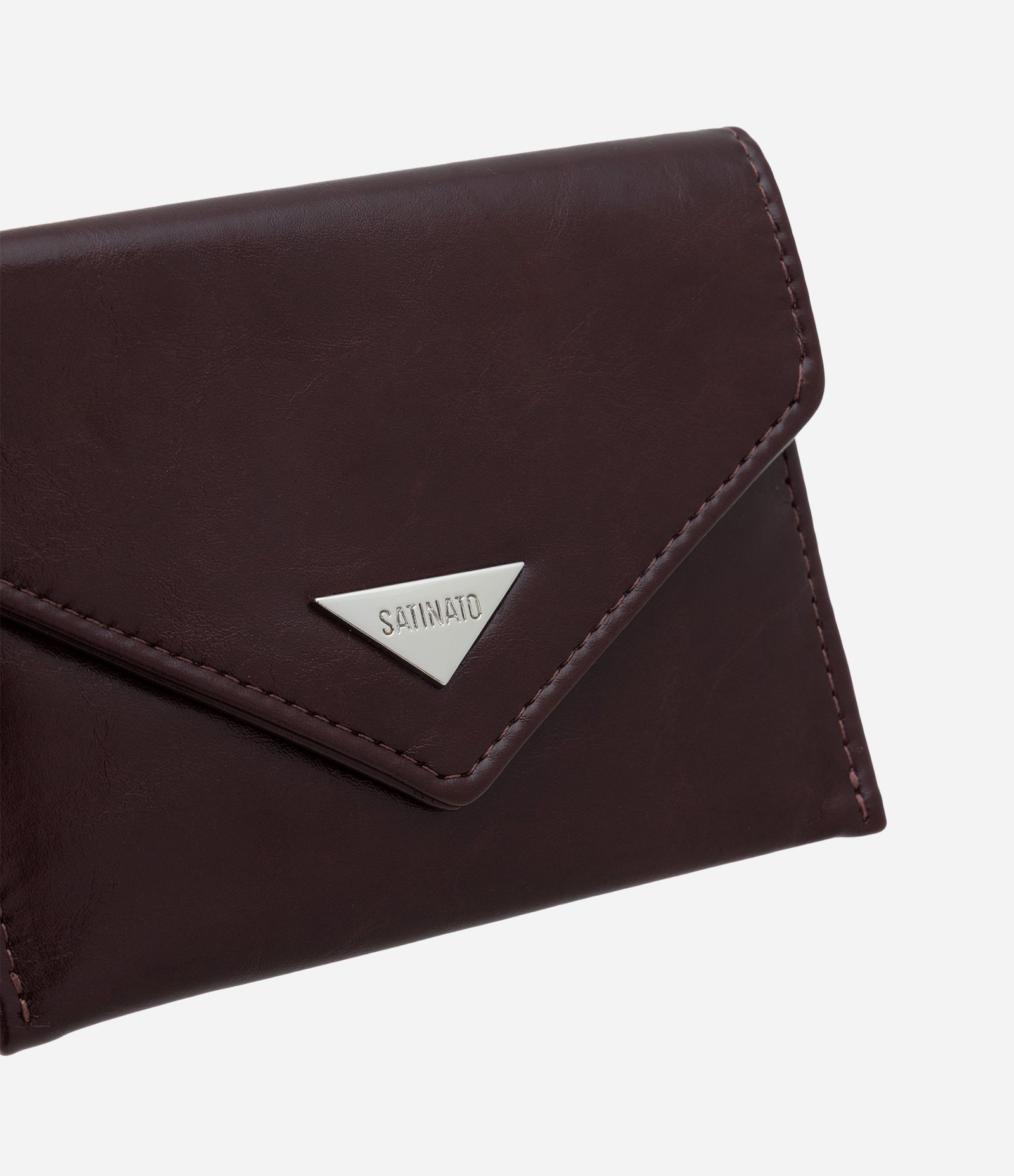 Carteira Envelope Pequena em PU com Detalhe Triangular Vinho 3