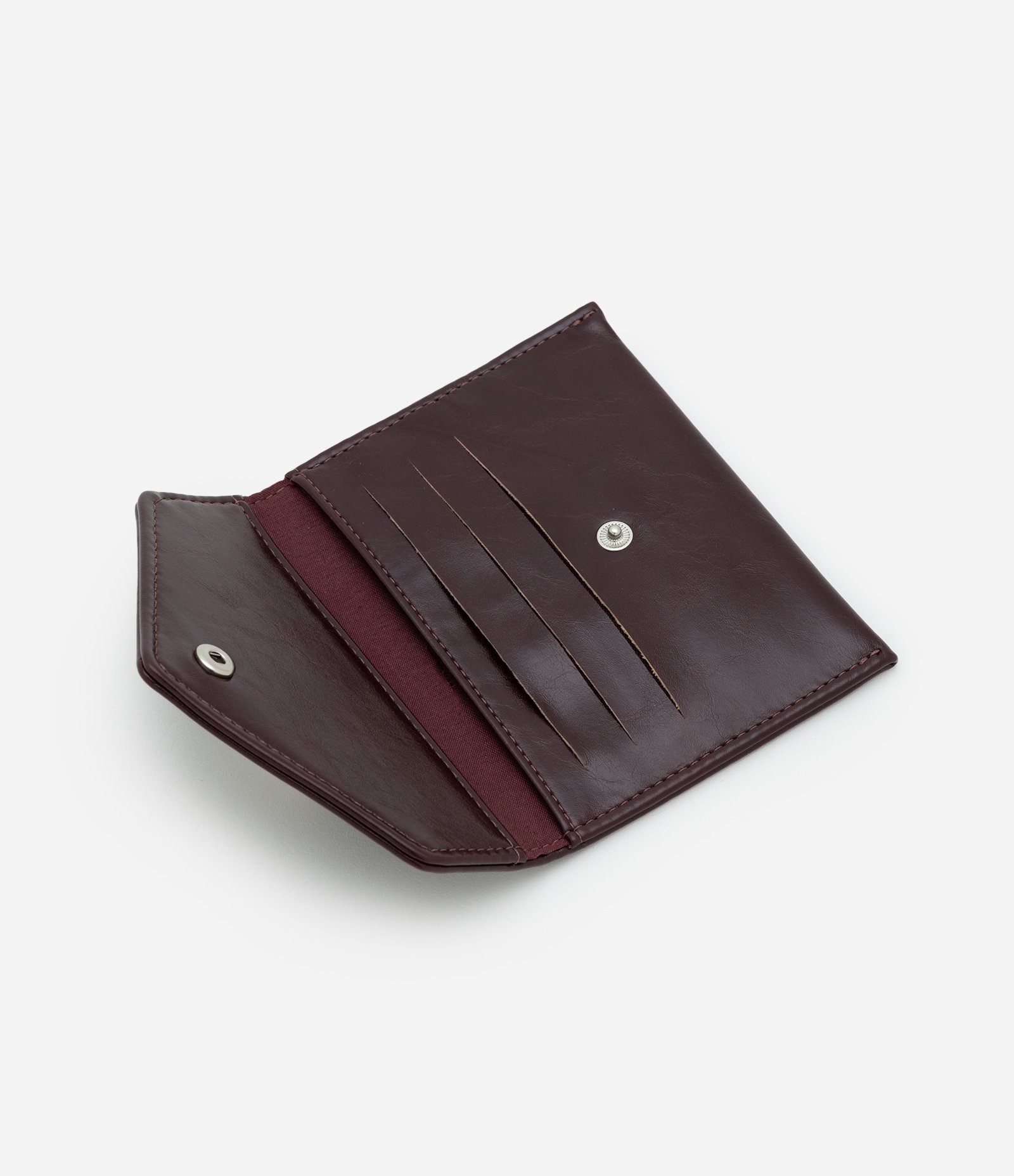 Carteira Envelope Pequena em PU com Detalhe Triangular Vinho 5