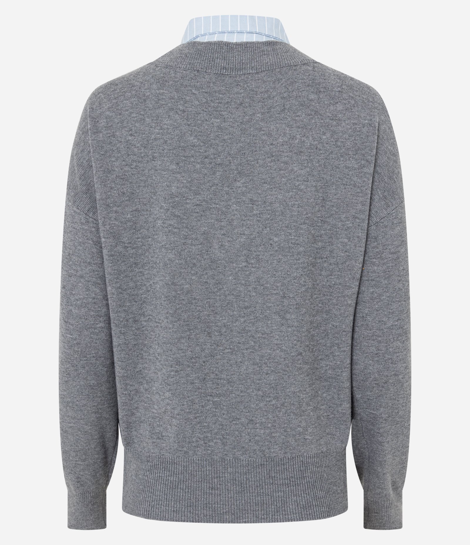 Suéter Regular em Tricô com Efeito de Camisa Sobreposta Cinza 7