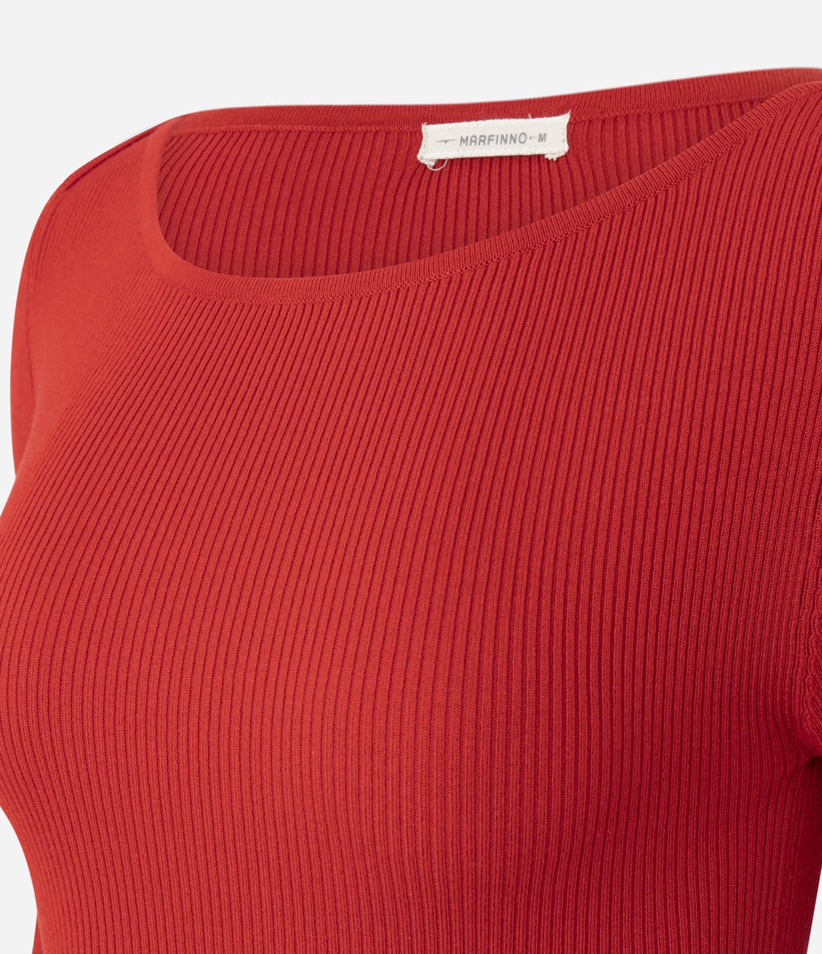 Blusa Básica Ombro a Ombro Transpassado em Tricô Vermelho 2