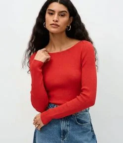 Blusa Básica Ombro a Ombro Transpassado em Tricô