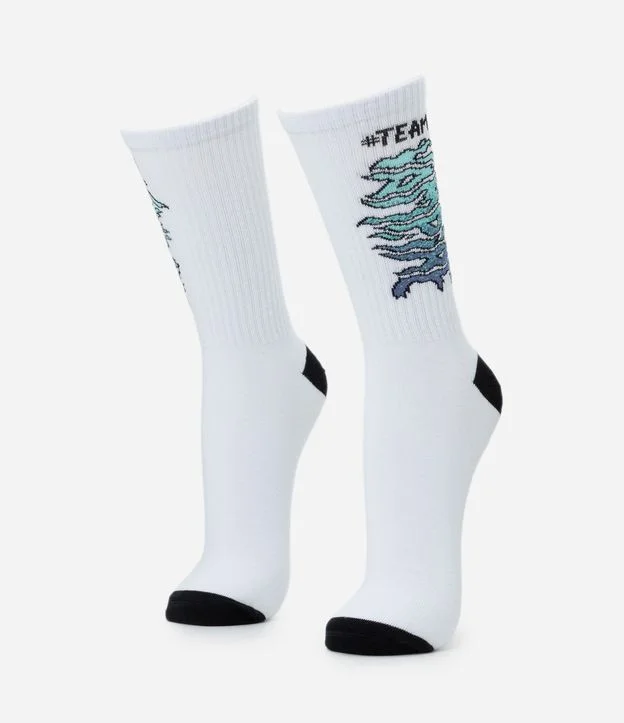 Meia Cano Longo em Algodão com Lettering Vampire