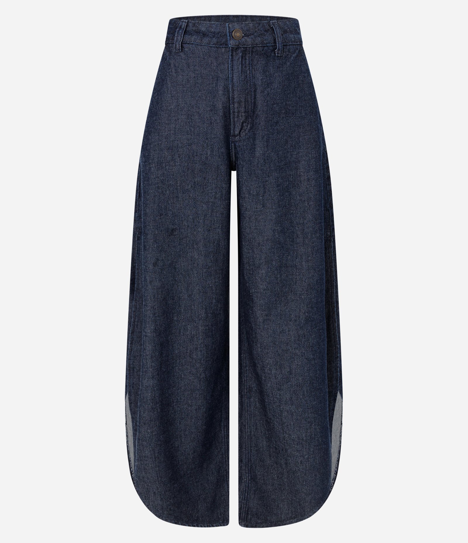 Calça Barrel em Jeans com Fenda Lateral Azul 1