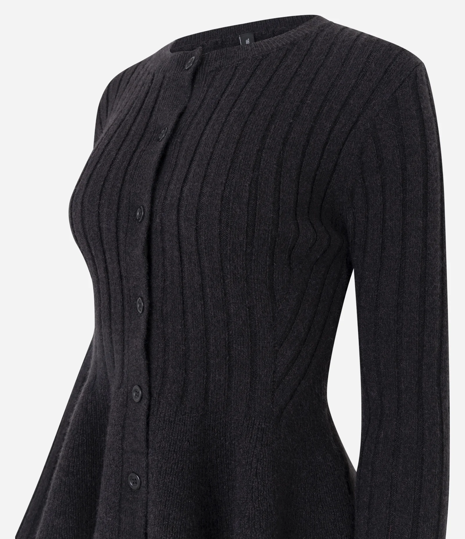 Cardigan Peplum em Tricô com Botões Frontais Preto 2