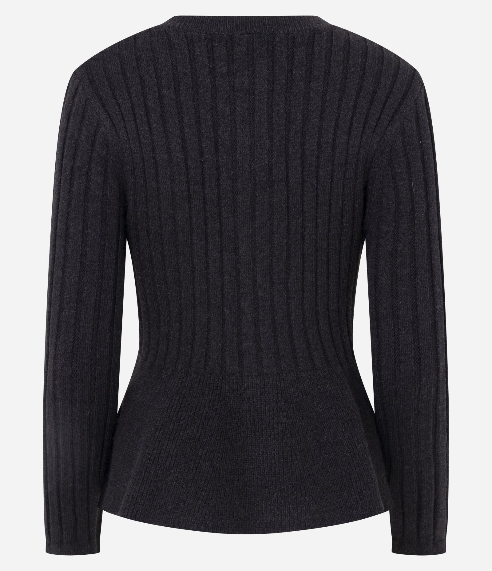Cardigan Peplum em Tricô com Botões Frontais Preto 3