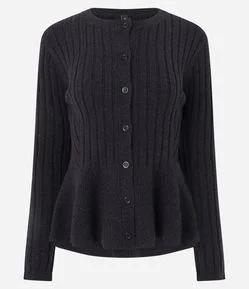 Cardigan Peplum em Tricô com Botões Frontais