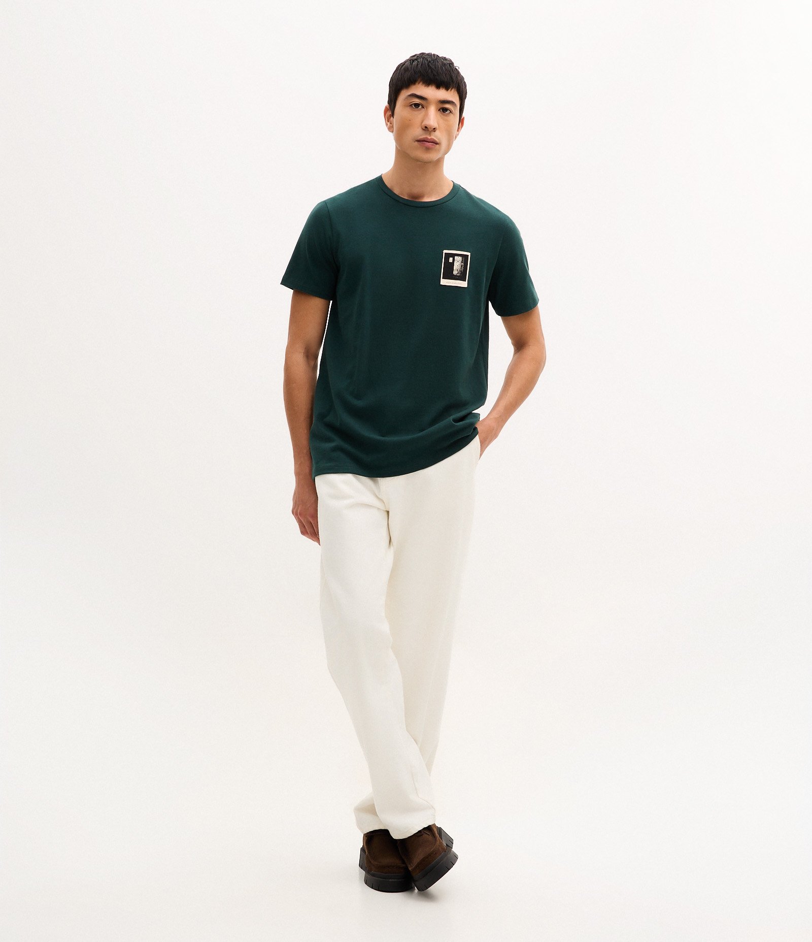 Camiseta Manga Curta em Algodão com Estampa Texturizada Verde 2