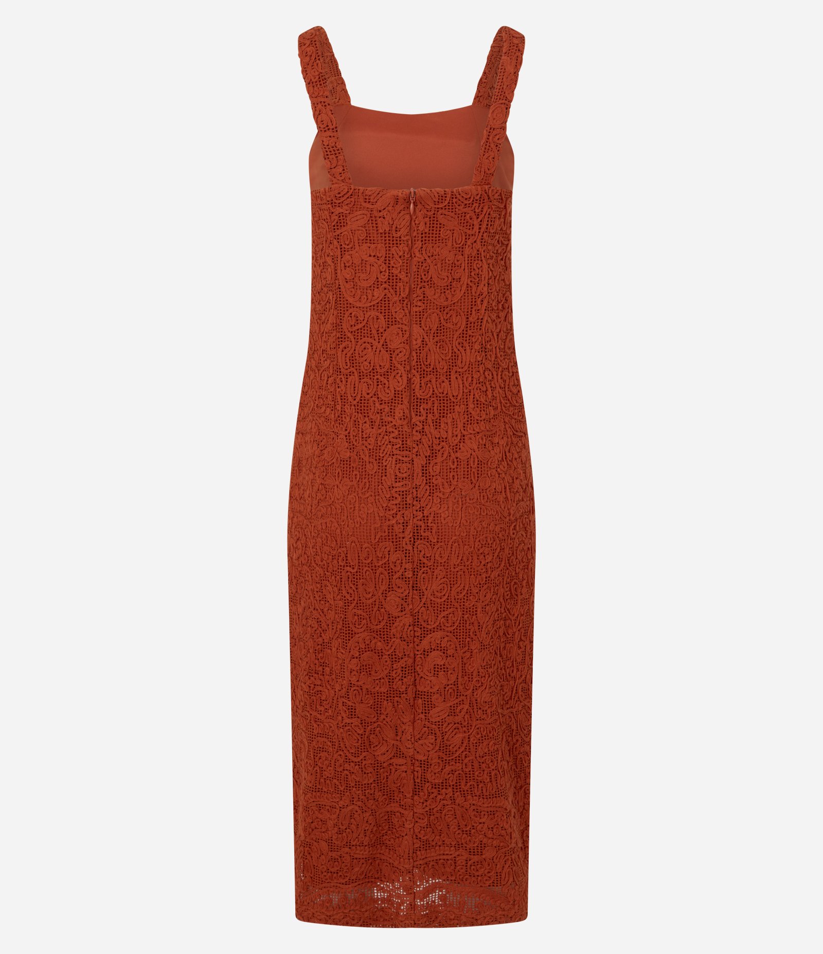 Vestido Long Midi em Renda com Cordas Bordadas Vermelho 8