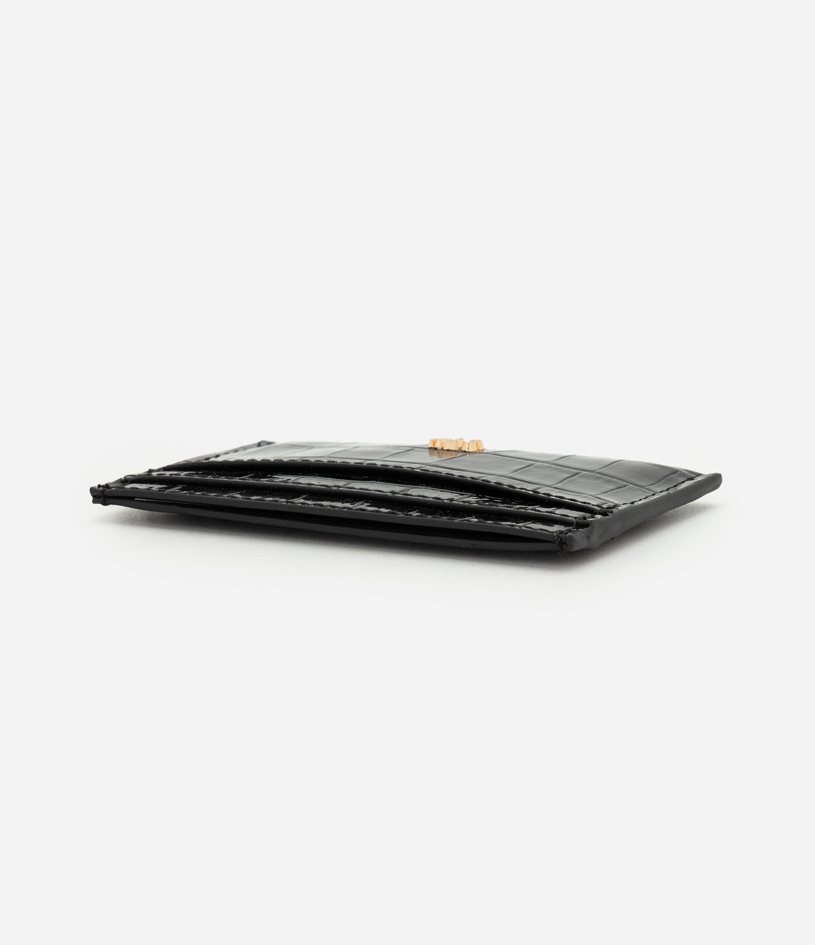 Carteira Porta Cartão Pequena com Textura Croco Preto 2