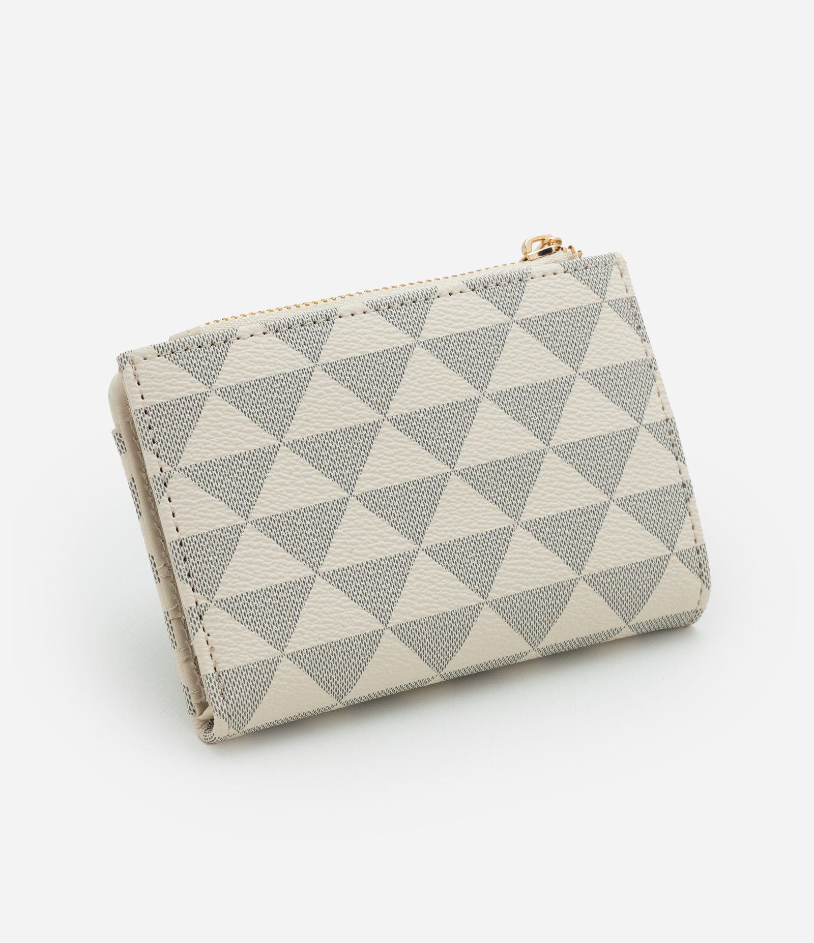 Carteira Envelope Pequena em PU com Estampa Triângulos Off White 2