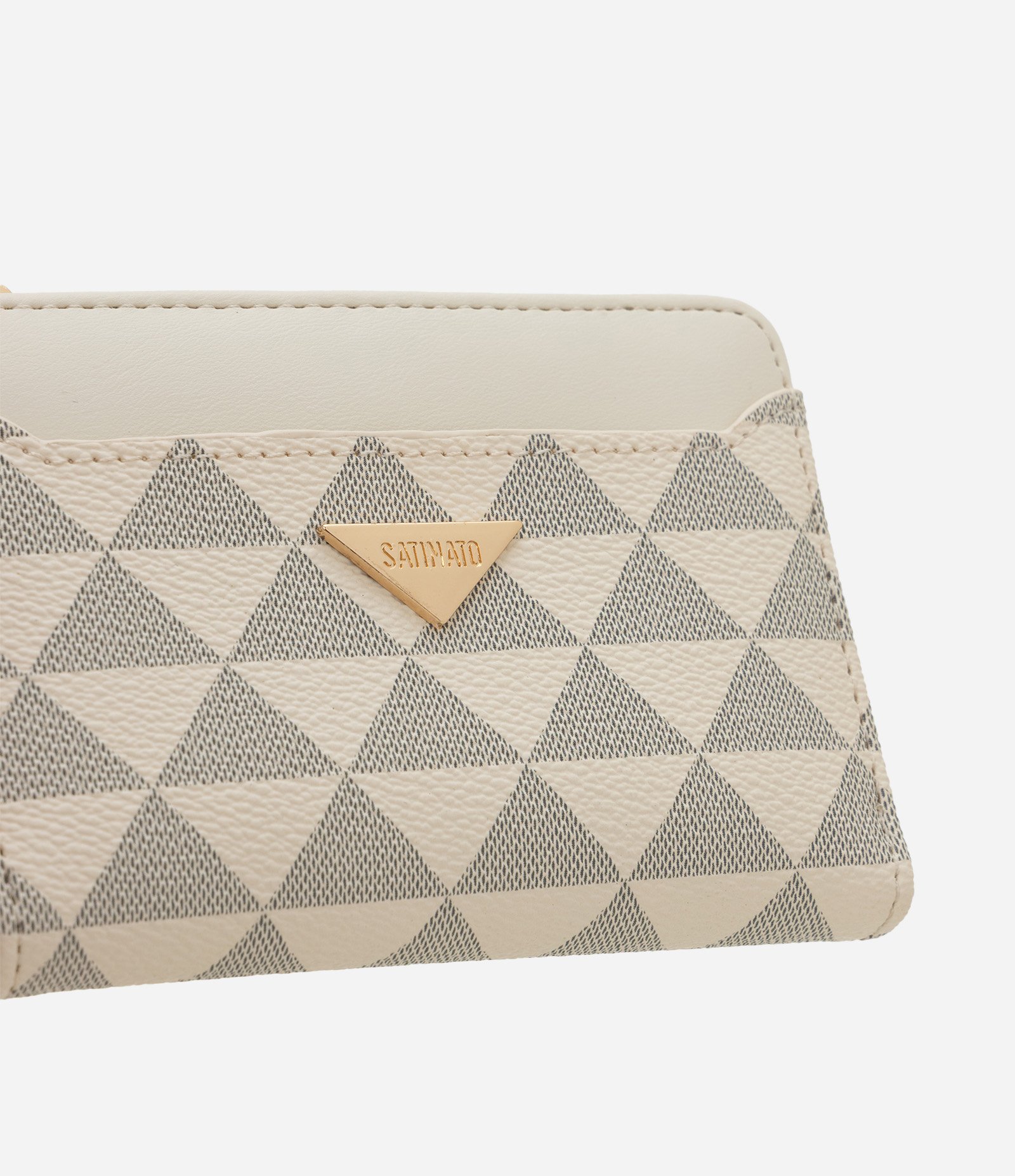 Carteira Envelope Pequena em PU com Estampa Triângulos Off White 3