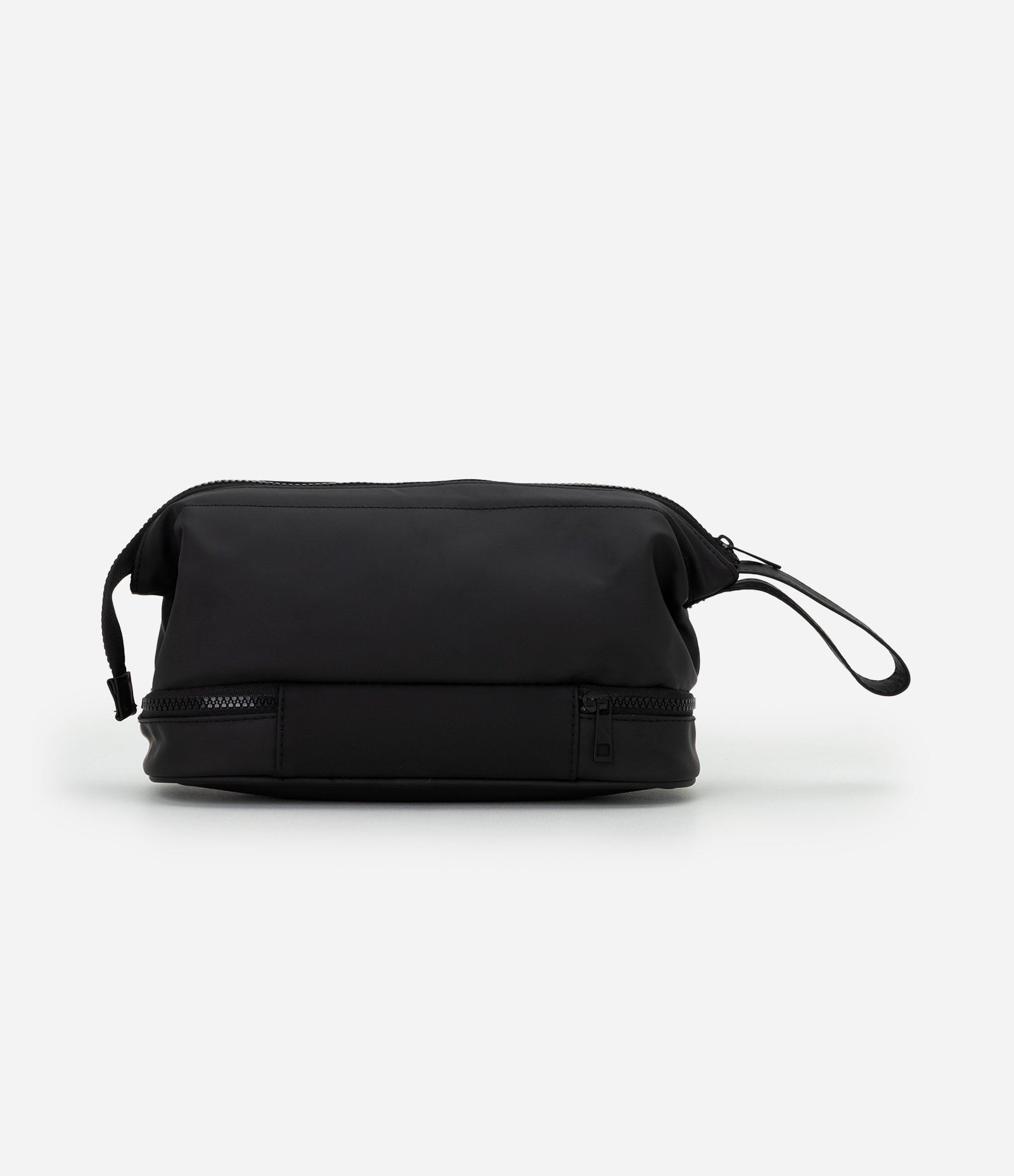 Necessaire Trapézio em PU com Alça Larga Preto 3