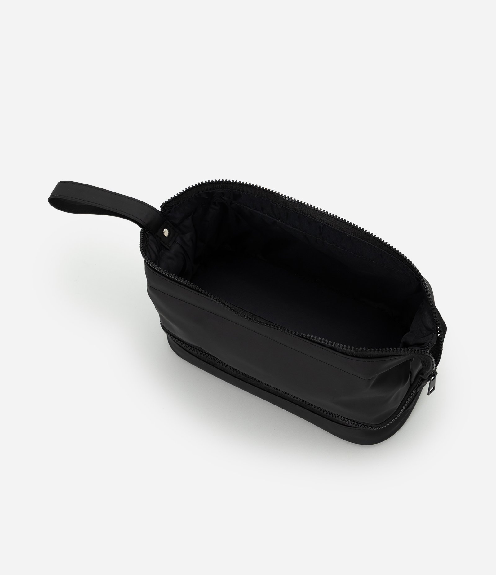 Necessaire Trapézio em PU com Alça Larga Preto 4