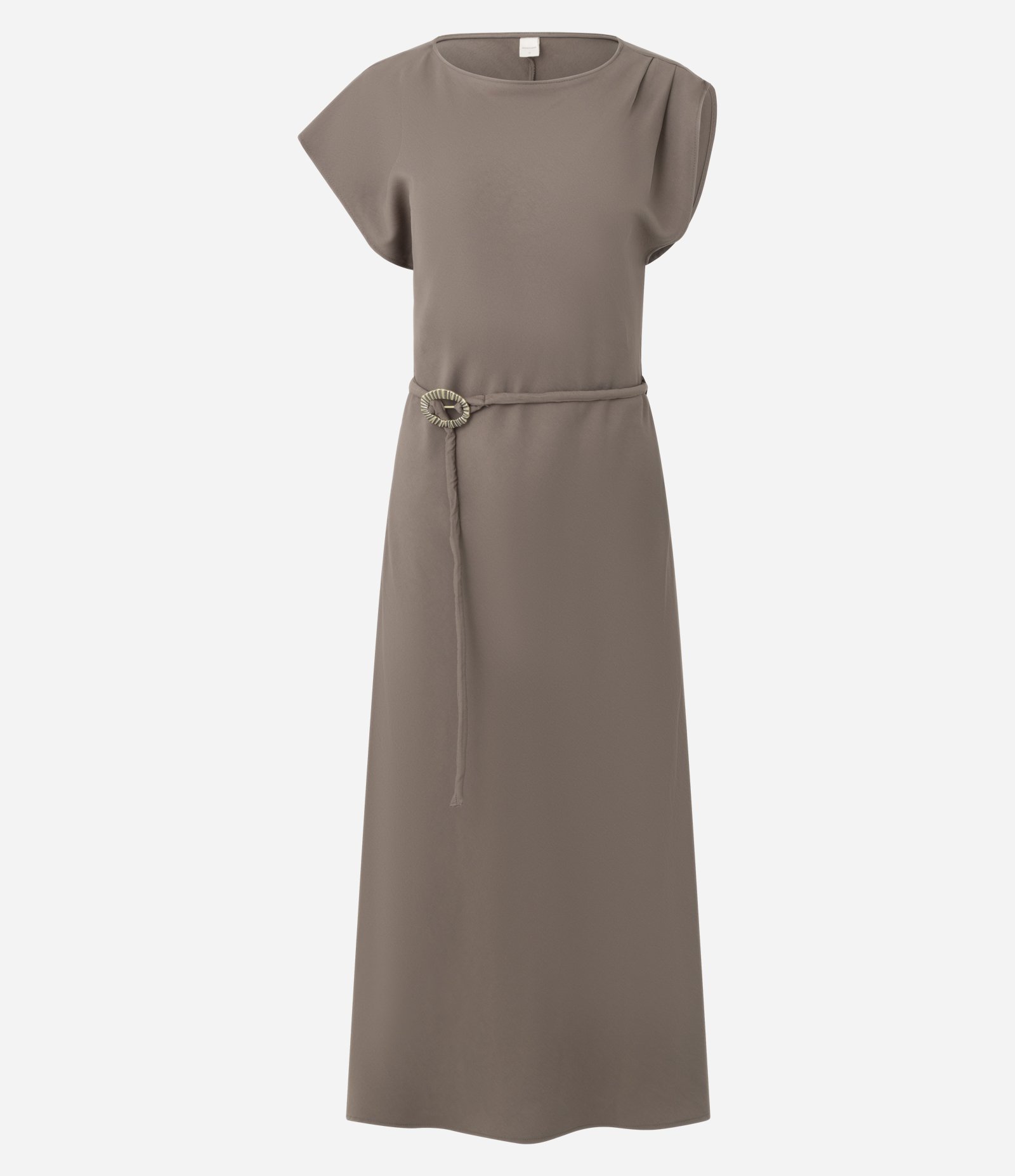 Vestido Midi Alfaiatado com Cinto Delicado Marrom 5