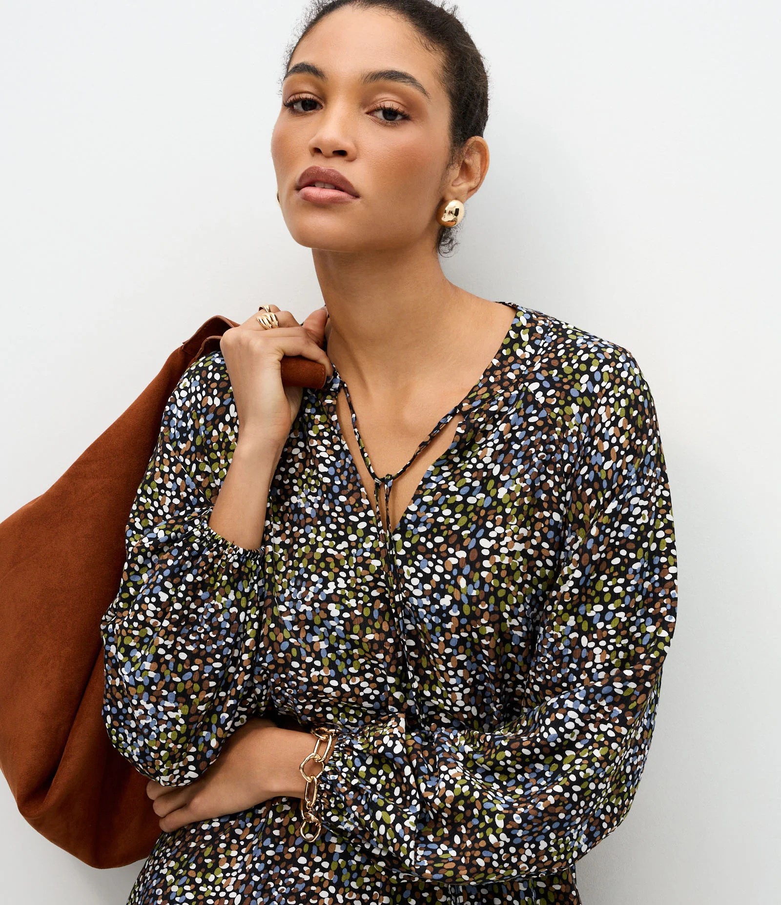 Vestido Midi em Viscose com Estampa e Cinto Fino Multicores 3