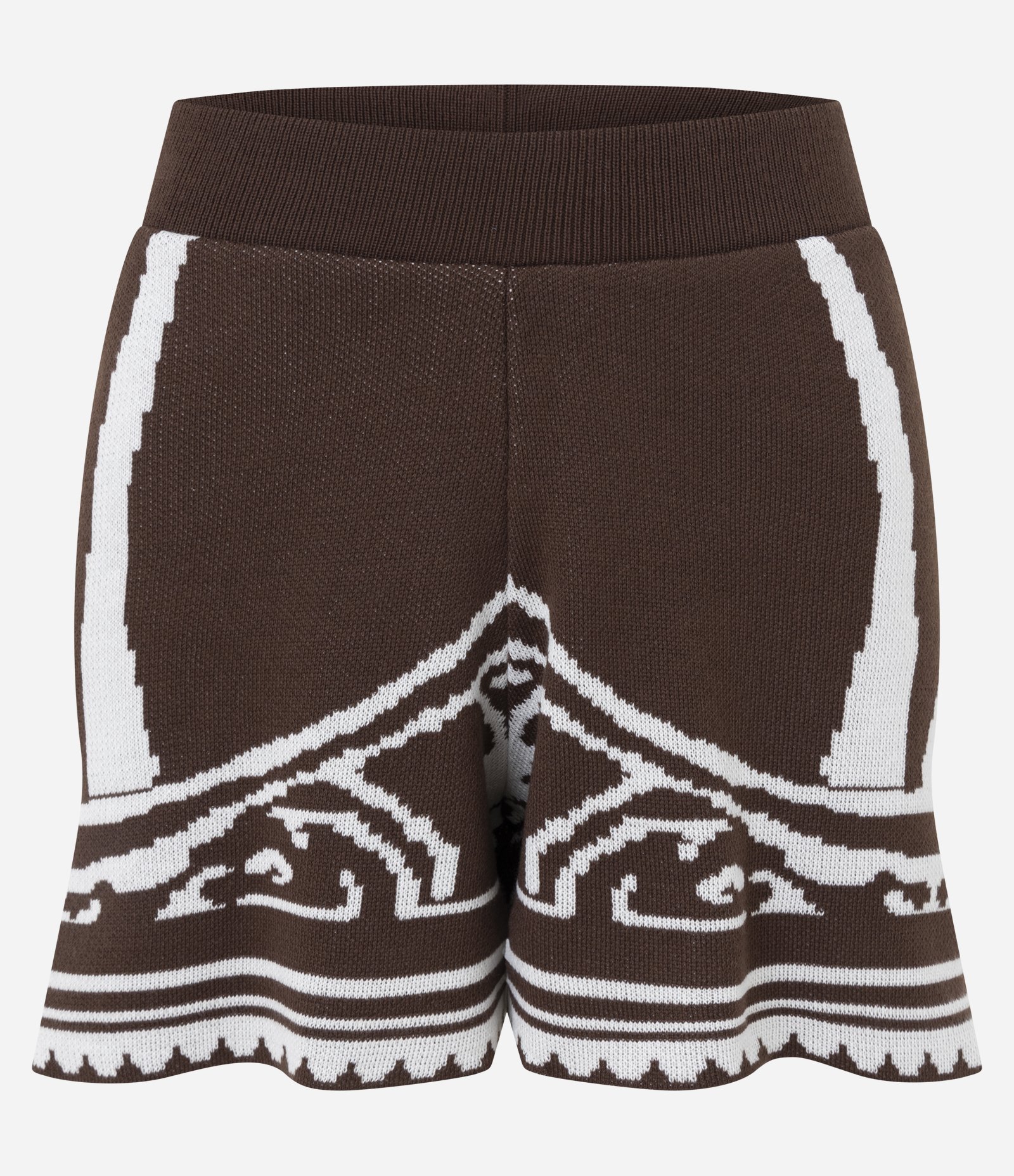 Short em Tricô com Estampa Lateral de Coqueiro Marrom 5
