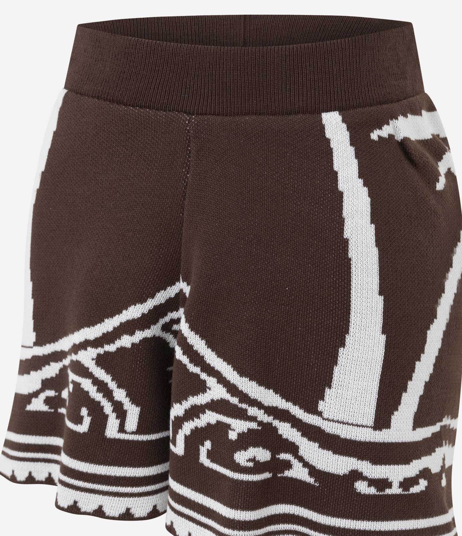 Short em Tricô com Estampa Lateral de Coqueiro Marrom 6