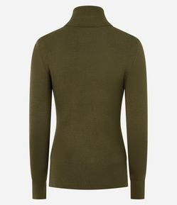 Blusa em Tricô com Gola Alta e Botões nas Mangas